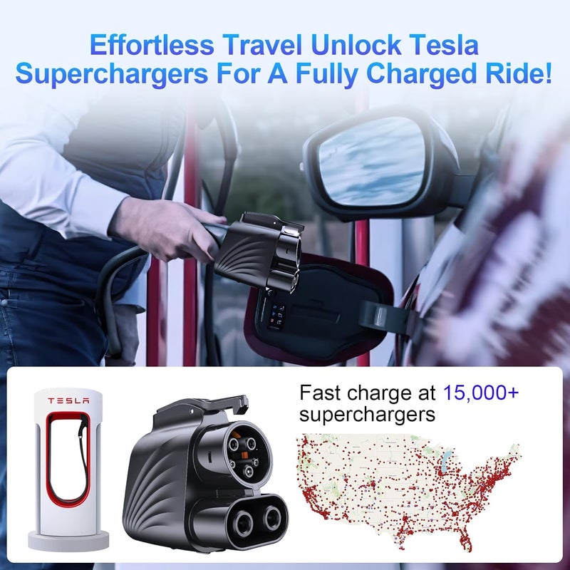 BMKCT NACS to CCS1 Adapter, 2025 Upgraded 500A/1000V DC 250KW for Tesla Supercharger Adapter for Ford Mustang Mach-E/F-150 Lightning, Rivian, GM, Volvo and Polestar EVs - Image 4
